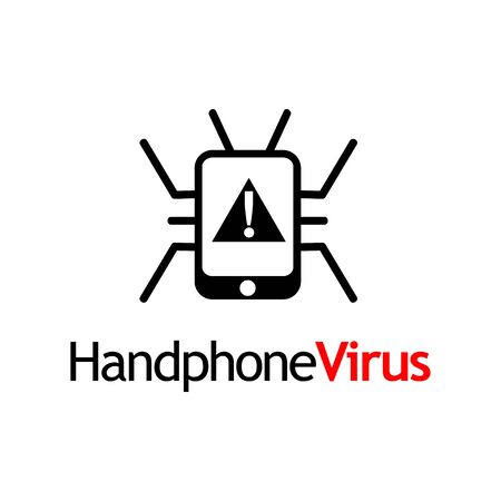 Smartphone virus logo template. flat design. Black virus Monogramのイラスト素材