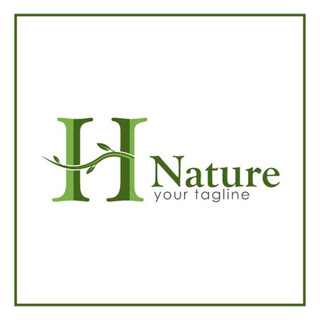 H nature logo template, stock logo template.のイラスト素材