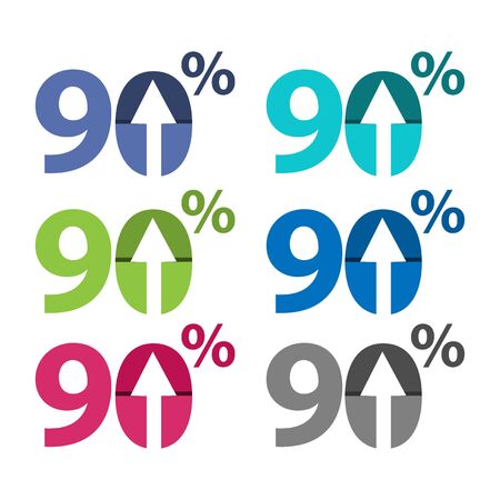 Ninety percent up, upwards arrow illustrationのイラスト素材