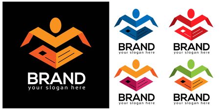 People reading a book stock logo template. like to readのイラスト素材