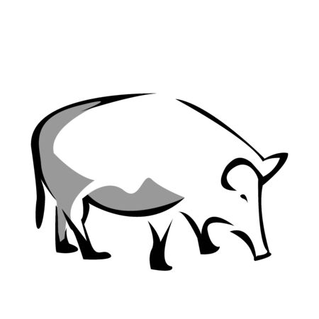 Pig logo stock, pig silhouette, flat designのイラスト素材