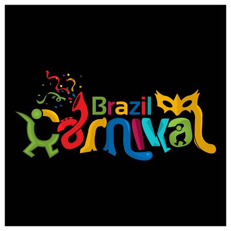 Brazil Carnival background, vector illustration on black backgroundのイラスト素材