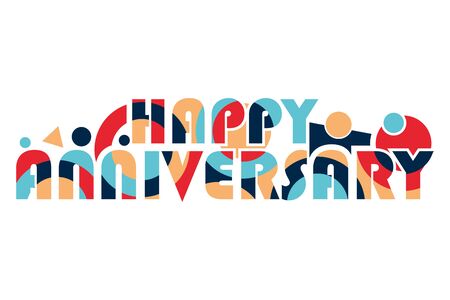 Happy Anniversary lettering text for web, game ,Creative poster, booklet, leaflet, flyer, magazine, invitation card - Vectorのイラスト素材