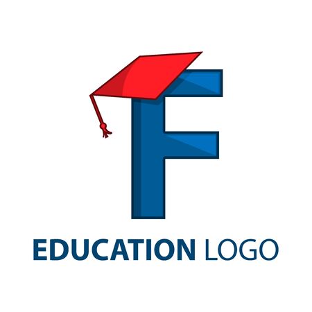 Graduation logo stock, Letter F, Education logo.のイラスト素材
