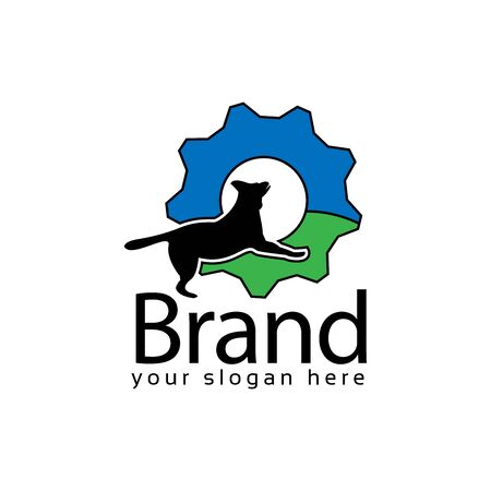 Dog tech logo stock, flat design.. Vector illustration on white backgroundのイラスト素材