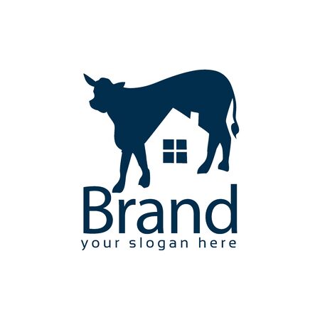Cow house stock logo vector. Abstract house logo. Vector Illustration on white backgroundのイラスト素材