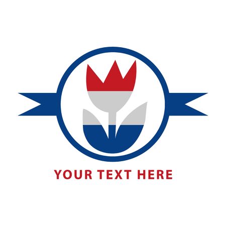 Flower Netherlands logo, Tulip icon. flat design. Vector Illustration on white backgroundのイラスト素材