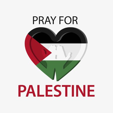 Pray for Palestine with love icon. Vector Illustration on white background.のイラスト素材