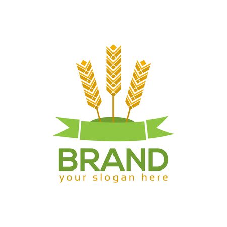 Wheat Farm Logo, flat design. Vector Illustration on white backgroundのイラスト素材