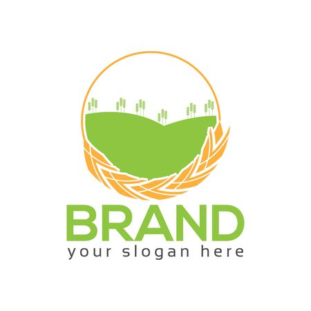 Wheat Farm Logo, flat design. Vector Illustration on white backgroundのイラスト素材