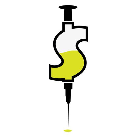 Dollar Doctor Logo, Flat design. Vector Illustration on turquoise backgroundのイラスト素材