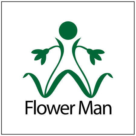 Flower man sign. Abstract people  icon. vector illustrationのイラスト素材