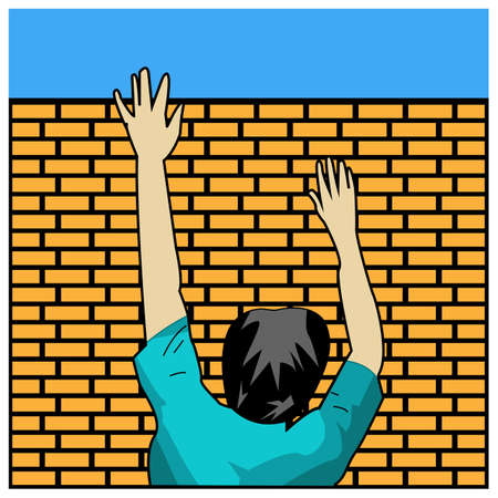 People climb brick walls. Concept for freedom. Vector Illustrationのイラスト素材