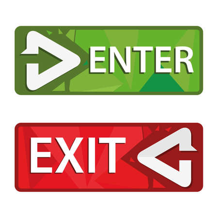 Enter and Exit sticker vector illustration. Stock stickerのイラスト素材