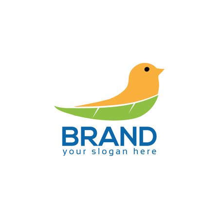 Birds and leaf logo vector. Flat design. Vector illustration on white backgroundのイラスト素材