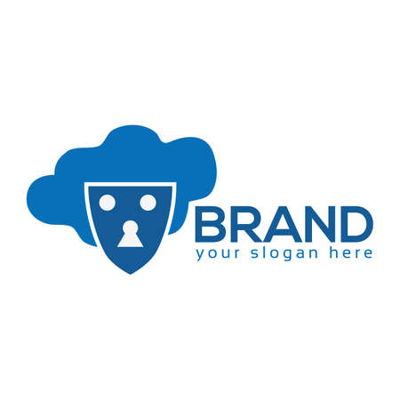 Cloud protections logo vector. Flat design. Vector Illustration on white backgroundのイラスト素材