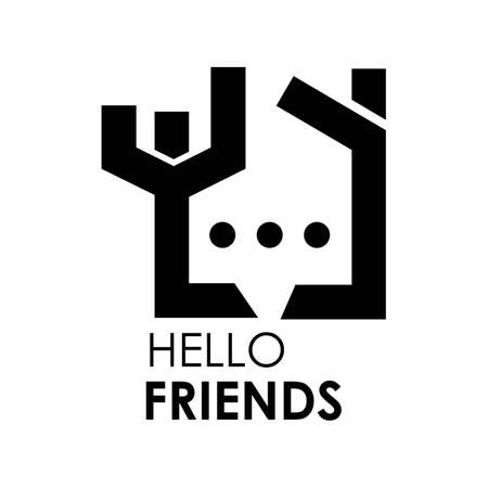 Hello Friends Icon vector. Flat design. Vector Illustration on white background.のイラスト素材
