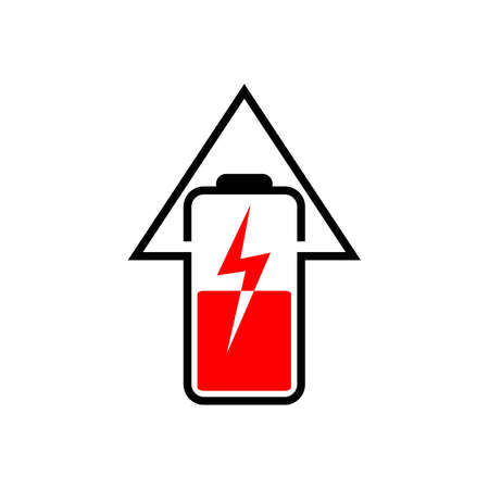 Arrow battery vector. Flat design. Vector Illustration on white background.のイラスト素材