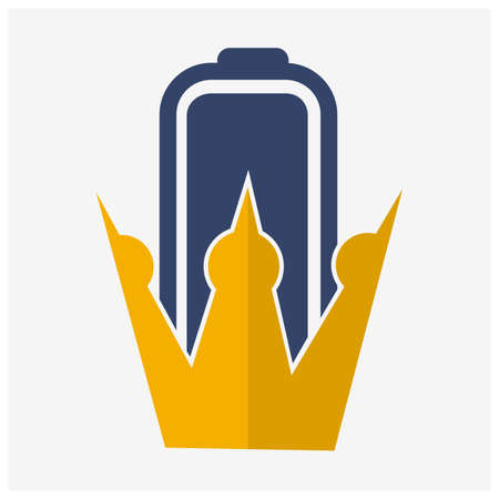 Battery king vector. Flat design. Vector Illustration on white background.のイラスト素材