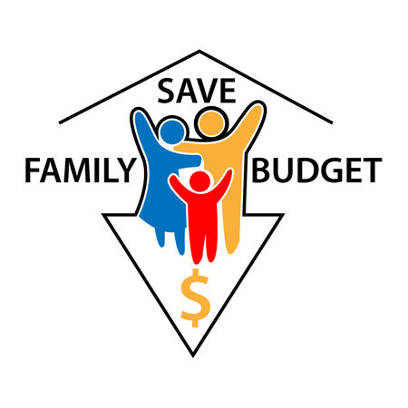Concept of save family budget. Vector Illustration on white background.のイラスト素材