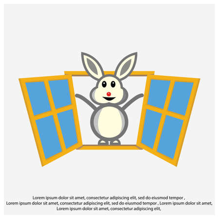 Rabbit opens the window. Concept of freedomのイラスト素材