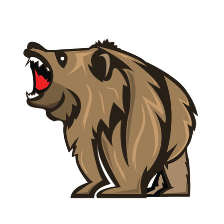 Angry big bear. Animal icon illustration isolated on white background.のイラスト素材