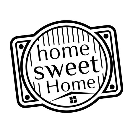home sweet home rubber stamp. grunge design with dust scratches. effects can be easily removed for a clean, crisp look. color is easily changed.のイラスト素材