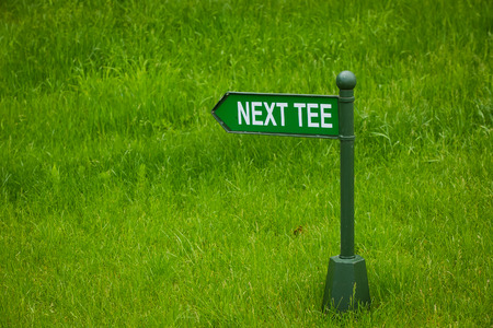 Next tee sign on the golf courseの写真素材