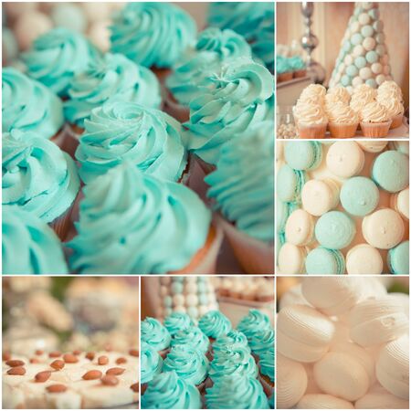 sweets on the wedding table  Vintage color  Soft focus  Creative backgroundの写真素材