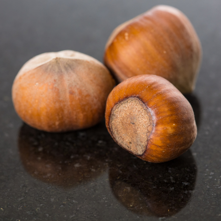 Forest nuts hazelnuts on white background. Close-upの写真素材