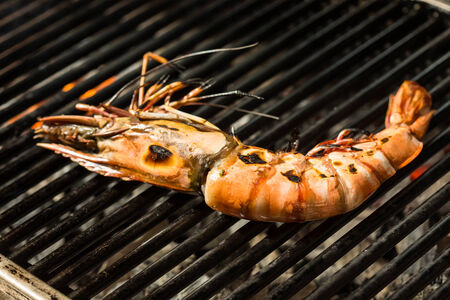 Grilled prawns on the grill. Shallow dof.の写真素材