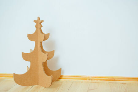 Christmas Tree Made Of Cardboard. Unique Trees. New Yearの写真素材