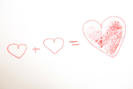 Hearts on white. Handwritten love formula. Creative cardの写真素材