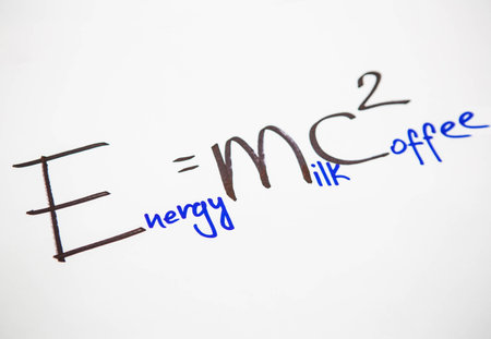 Handwriting formula coffee on paper. Creative concept.の写真素材