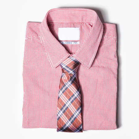 Set of trendy Men clothing is on white background. Shirt and tieの写真素材