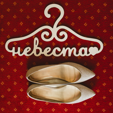 The composition of beautiful wedding accessories brideの写真素材