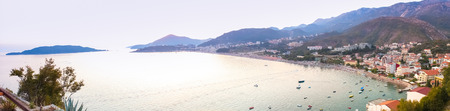 Montenegro, Rafailovici - JUNE 06, 2014: Sunset view on sea beachのeditorial素材