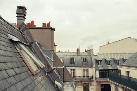 Paris. View of the city roofs. old film tonedの写真素材