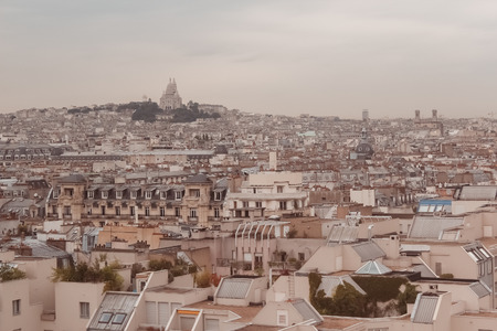 Paris. View of the city roofs. old film tonedの写真素材