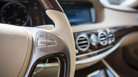 Luxury car interior details. Shallow DOF - selective focusの写真素材