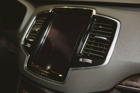 Modern car interior. shallow DOF. selective focus. color toned imageの写真素材