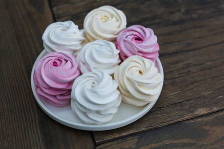 Fresh homemade berry marshmallow, selective focus. Candy bar