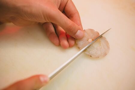 Raw shrimps prepare for cookの写真素材