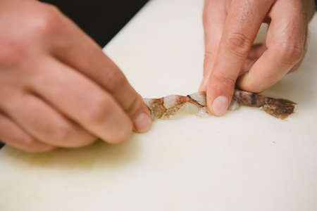 process of cooking the shrimp tempura