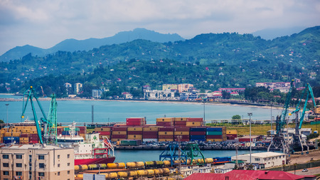 BATUMI, GEORGIA - JULY 20: Batumi port in summer dayのeditorial素材