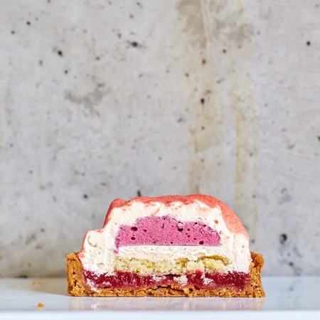 Sweet tartlets filled with cream. の写真素材