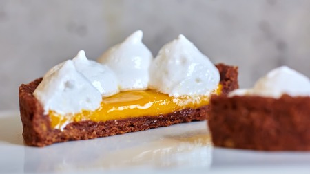 Sweet tartlets filled with cream. の写真素材