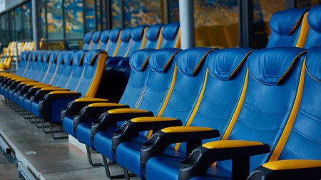 The blue empty chair on sport stadiumの写真素材