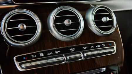 Luxury car interior details. The Shallow dof