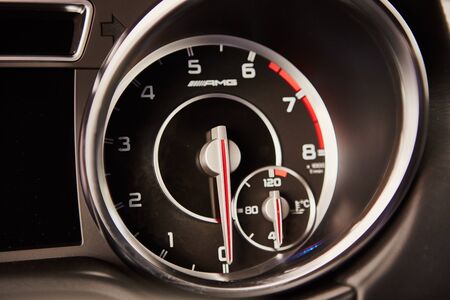 Luxury car interior details. The Shallow dof